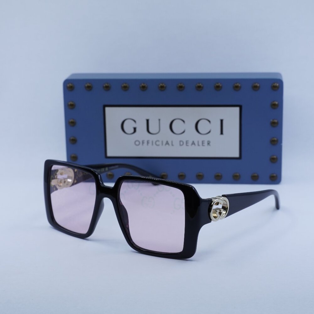 Gucci GG1692S 006 Square Sunglasses - Black/Dusky Pink